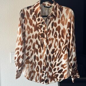 NWT Zara Leopard Silk Blouse